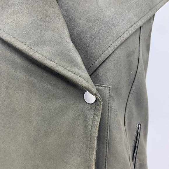 Vince Leather Vest Women S Small Deep Olive Suede Moto Asymmetric Jacket *READ - Picture 3 of 16